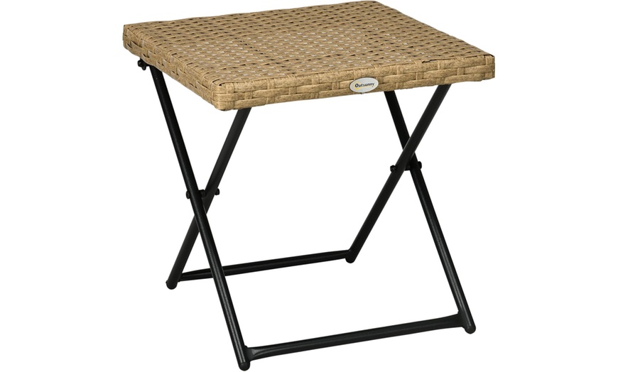 Image 2: Outsunny Rattan-Effect Foldable Coffee Table