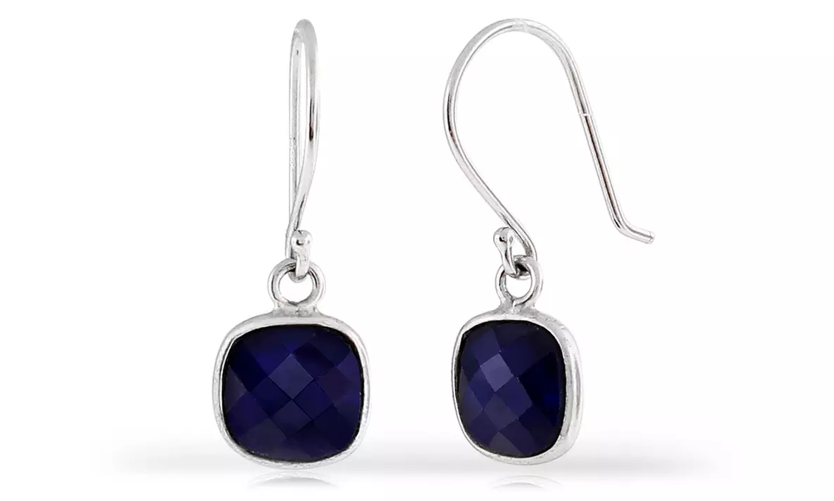 3.00 CTTW Genuine Sapphire Earrings in Sterling Silver - Primary Image