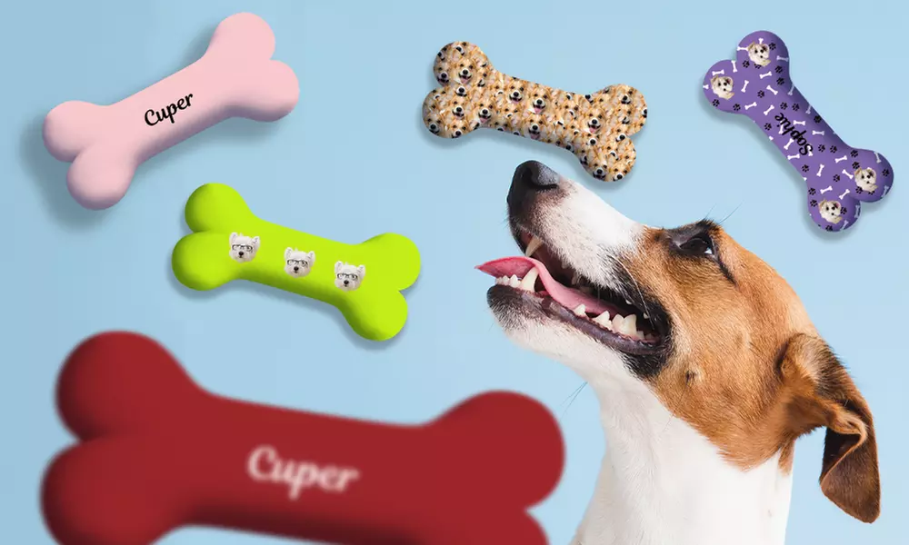One or Two Custom Pet Toys - Custom Frisbees or Bones Available!
