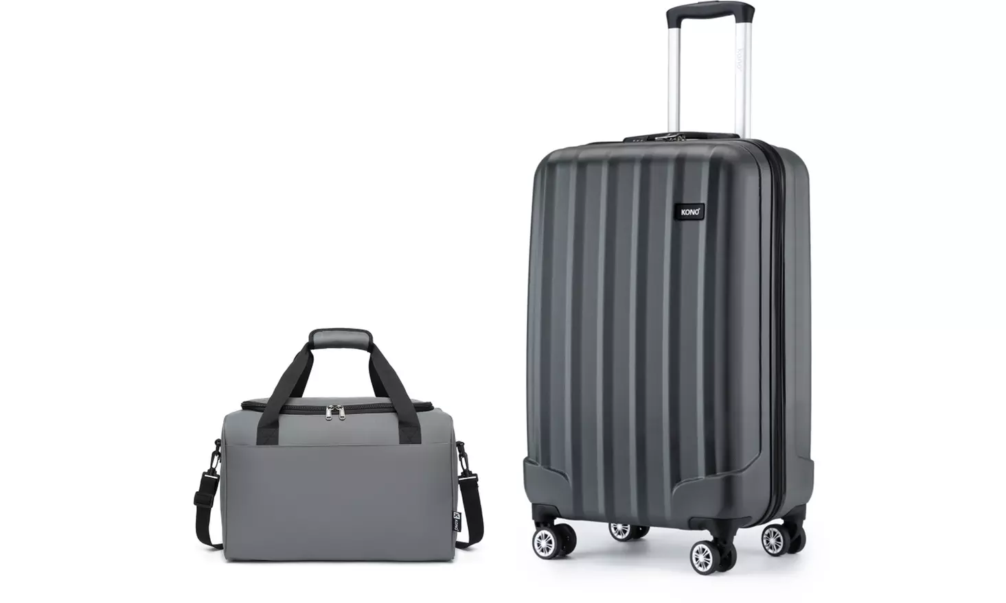 KONO 1 to 3-Piece ABS Hard Shell Suitcase and Duffel Bag Set Grey