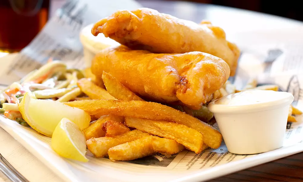 $16 for Two Fish 'n' Chips or Clam Strip Platters and Drinks at Doogie's ($27.94 Value) - Primary Image