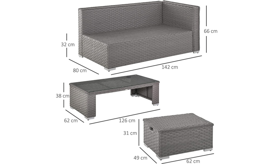 Image 9: Outsunny Six-Seater Rattan-Effect Corner Sofa Set