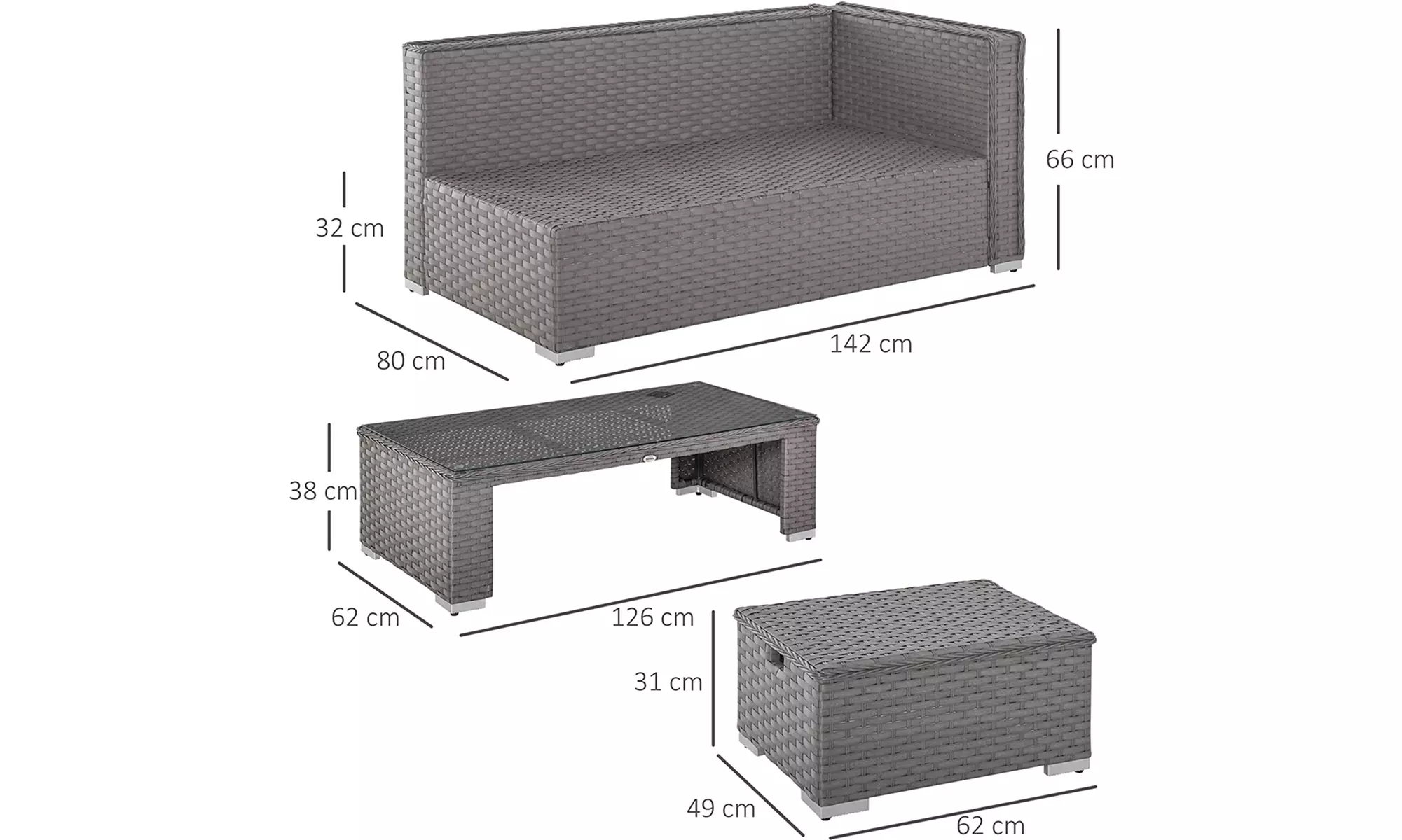 Outsunny Six-Seater Rattan-Effect Corner Sofa Set