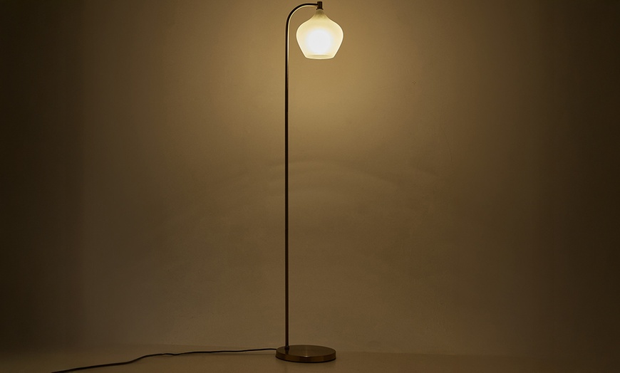 Image 3: Living And Home Gold Floor Lamp, Frosted Glass Shade, 150cm Height