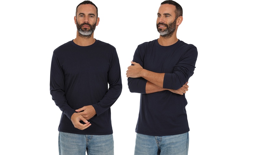 Image 9: Pack of Three Blu Apparel Long-Sleeved Crew Neck T-Shirts