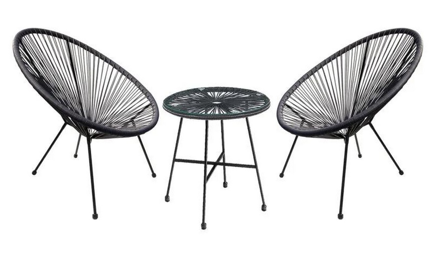 Image 5: 3-Piece String Egg Chair with Coffee Table Set 