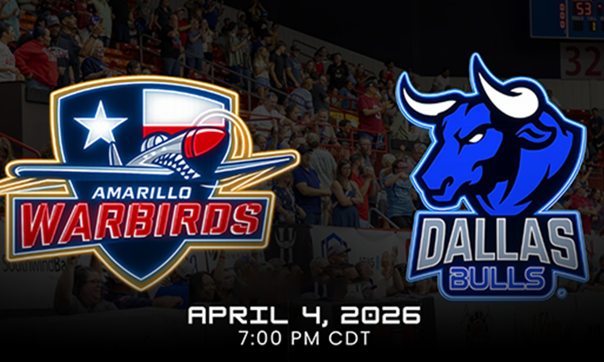 Indoor Football: Dallas Bulls vs Amarillo Warbirds on April 4 at 7 PM