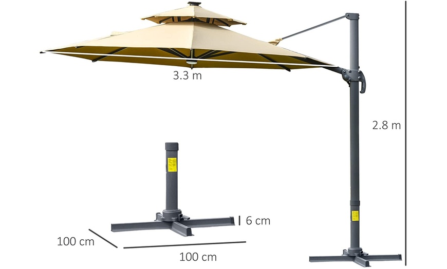 Image 15: Outsunny Cantilever Parasol with Solar or LED Lights
