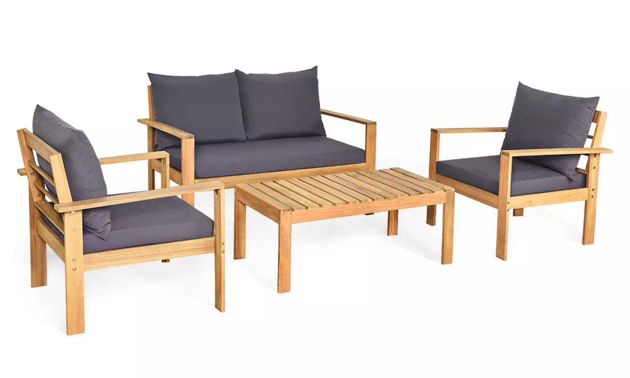Acacia Wood Patio Furniture Set (4-Piece) - Primary Image
