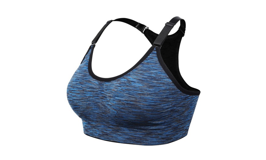 Image 7: 1-3 Pack Women Racerback Sports Bras Space Dye Seamless Stretchy Removable Pads