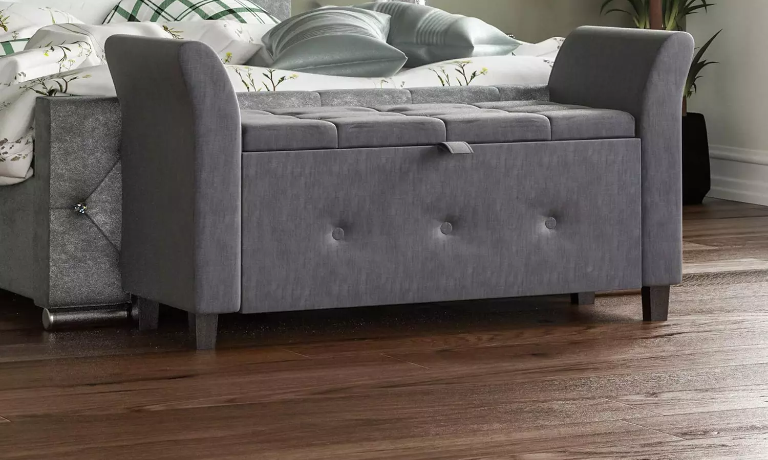 Seville Crushed Velvet or Linen Ottoman Storage Chest