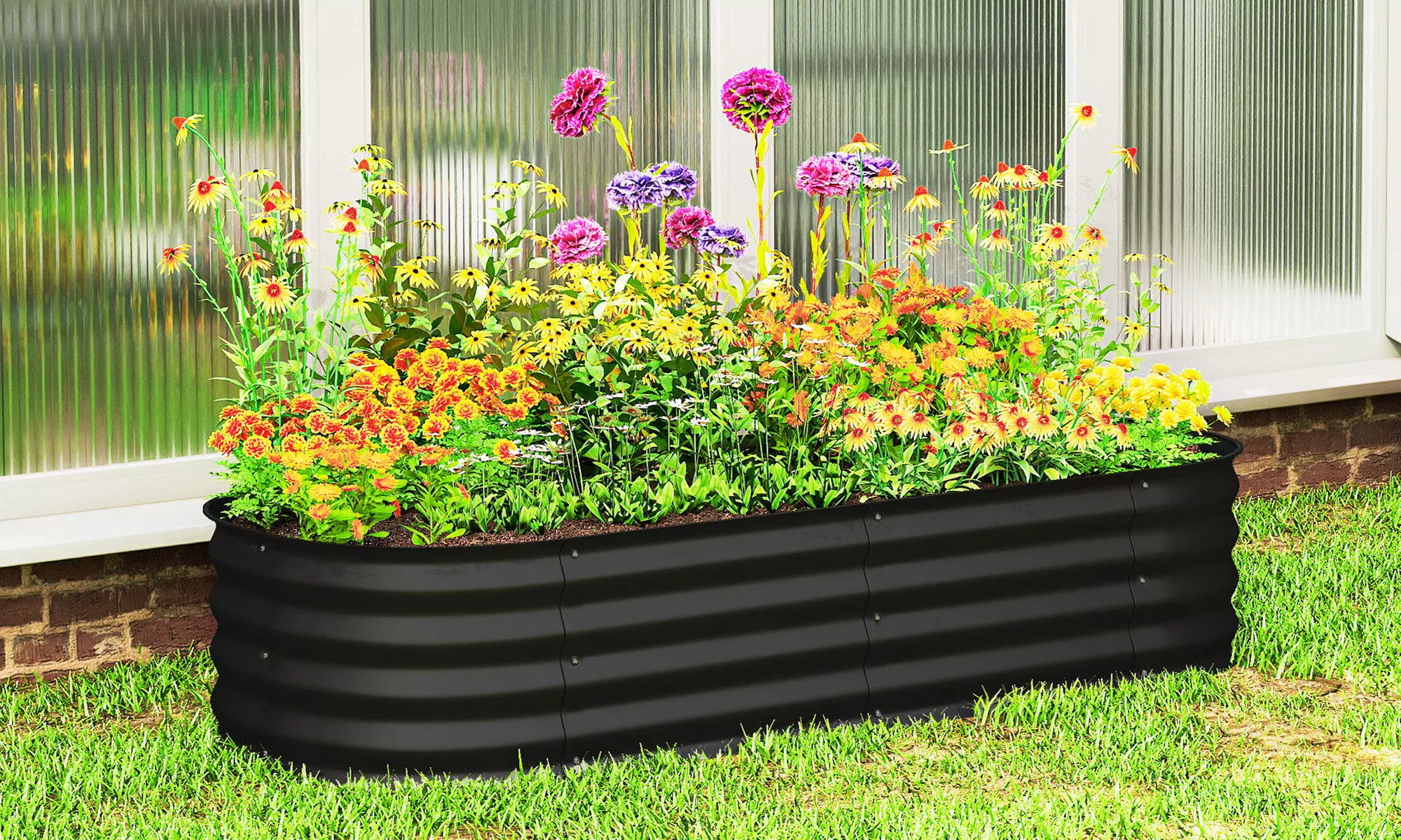 Outsunny Galvanised Steel Raised Garden Planter