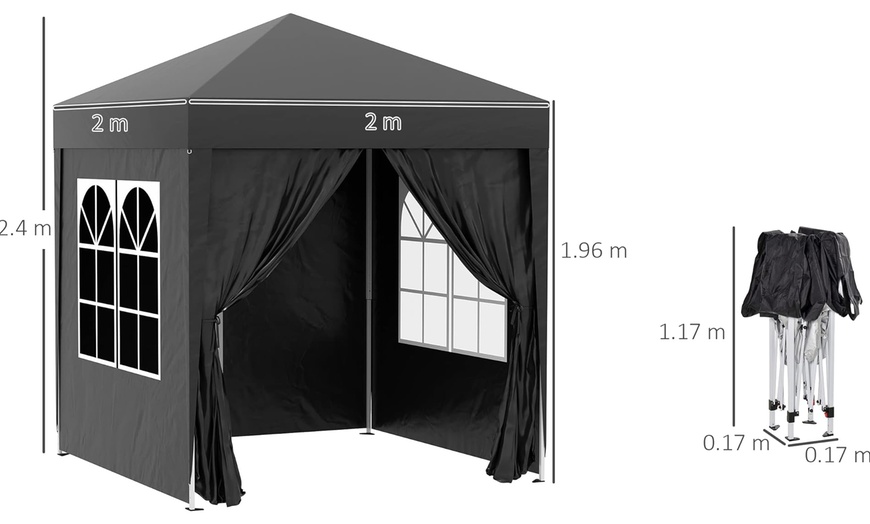 Image 18: Outsunny Pop-Up Gazebo 2m x 2m with Side Panels in Blue, Black, Green