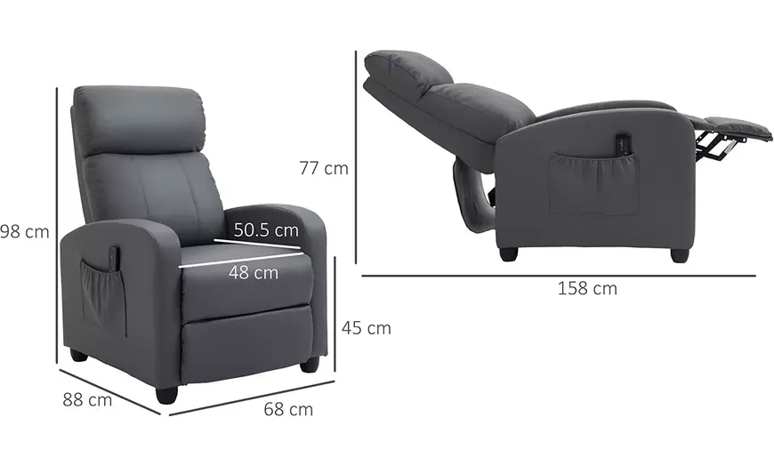 Image 10: HomCom Massage Recliner Sofa Chair