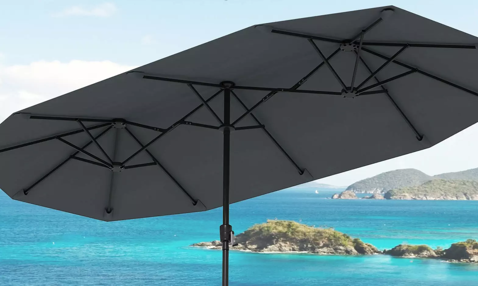 Costway 13ft Outdoor Double-Sided Table Umbrella with Optional LED Lights