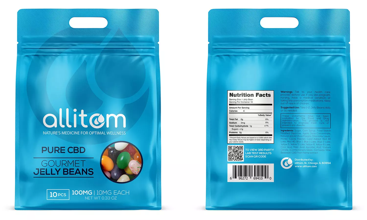 allitom THC-Free CBD Jelly Beans (100mg) - Primary Image