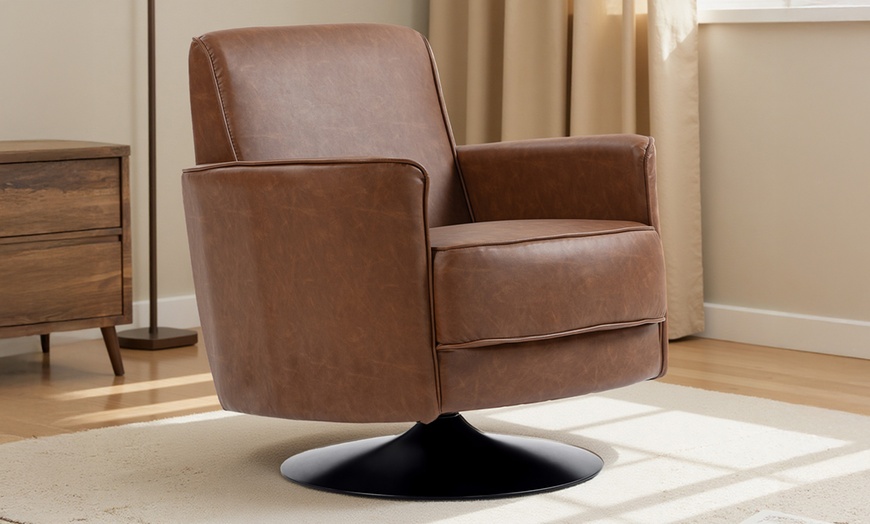 Image 3: HOMCOM Upholstered PU Leather Armchair for Living Room