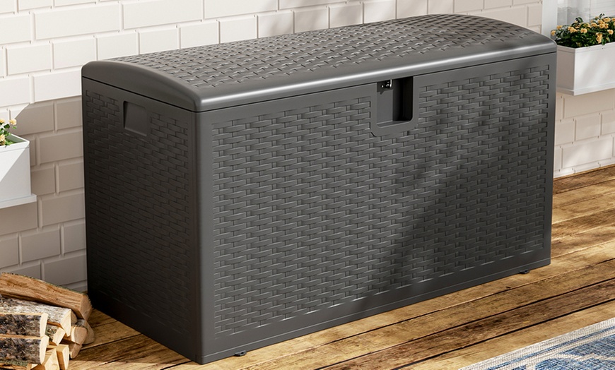 Image 7: HDPE Heavy-Duty Water-Resistant Rattan-Effect Deck Box