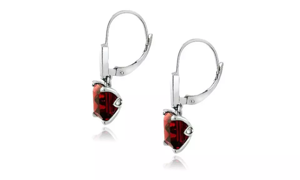 Sterling Silver 5.5ct Created Ruby Square Leverback Earrings