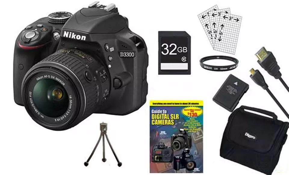 Nikon D3300 24.2MP 1080p DSLR with 18-55mm Lens and Optional Accessory Bundle - Primary Image