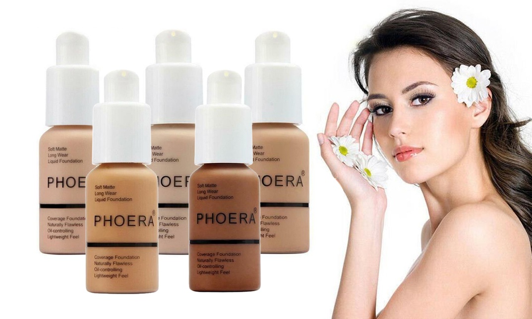 Phoera Foundation Makeup Full Coverage Liquid Base Brighten Long Lasting Shade