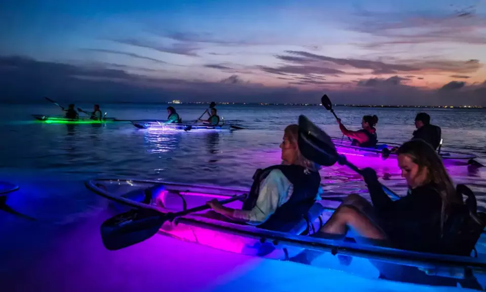 Sunrise Uncovered, Golden Glide or Moonlight Unveiled Clear Kayak Tour 