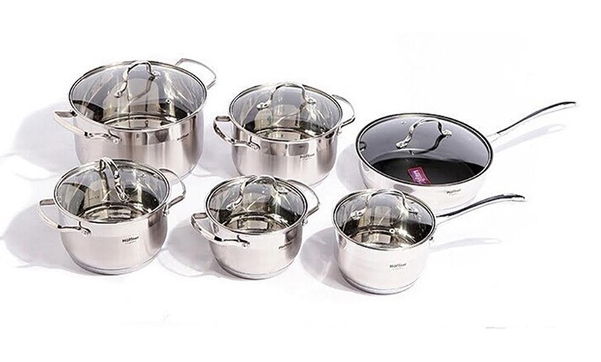 Image 1: Stainless Steel Pot 12-Piece Set 