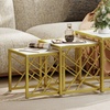 Image 5: HomCom Set of Three Stacking Coffee Tables in White and Gold Tone 