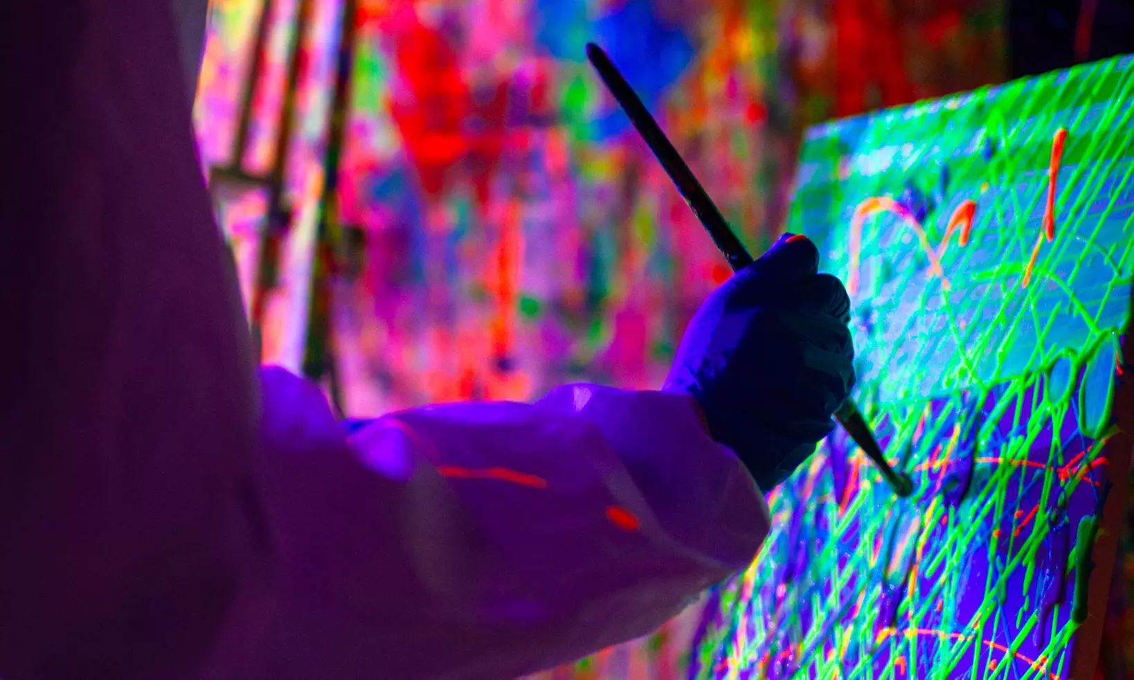 Glow In The Dark Splatter Paint Class for One, Two, or Four People 