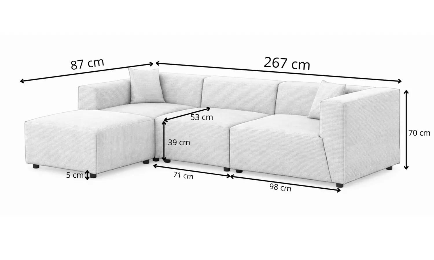 Canapé modulable Kocoon 3 places avec son pouf