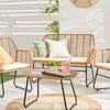 Image 6: Four-Piece Neo Wicker Bamboo Style Garden Sofa Table Chairs Set