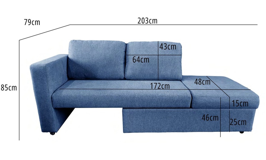Image 5: DS Living Brenta Slide Store 2 Seater Sofa Bed 