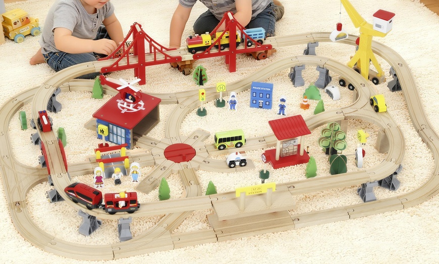 Image 4: AIYAPLAY Wooden Train Set, Mine-Themed or with Crane