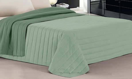 Colcha reversible de microfibra para cama doble con relleno ligero: Crema y gris perla