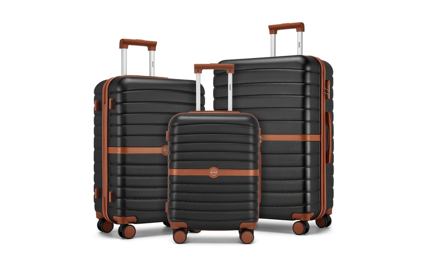 Image 2: KONO Stylish Stripe Design Suitcase with Spinner Wheels