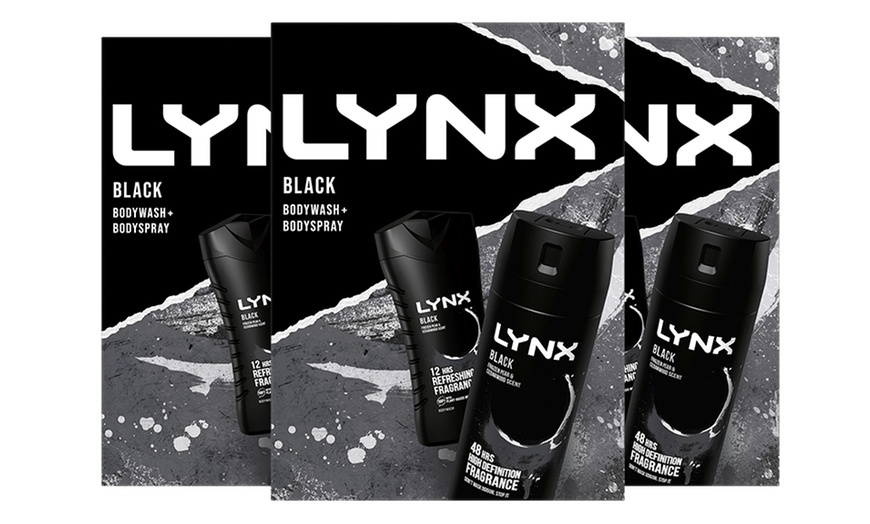 Image 3: Lynx Black Body Wash and Body Spray Gift Set for Men