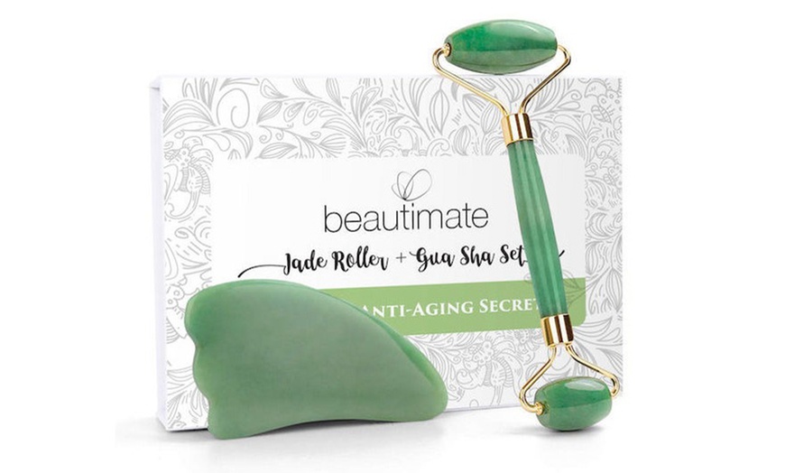 Image 5: Jade Roller for Face & Gua Sha Scraping Massage Tool Anti Wrinkle Anti Aging