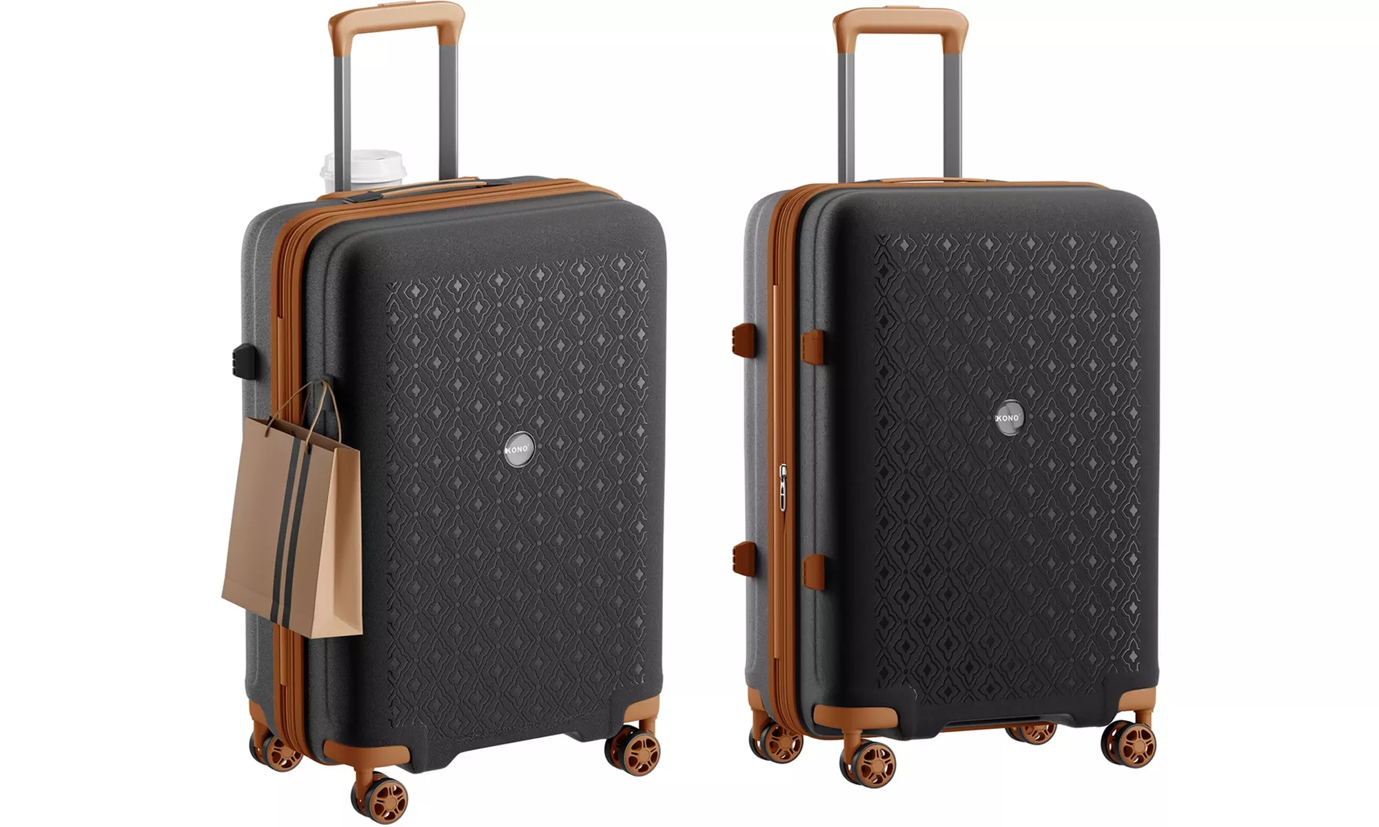 1 / 3x KONO Hartschalen-Reisekoffer mit TSA-Schloss