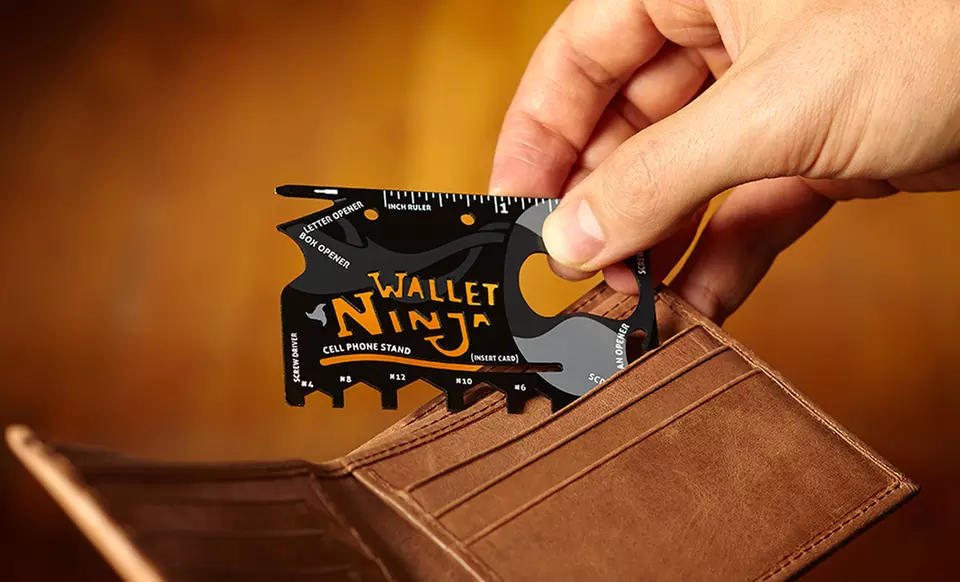 Wallet Ninja 18-in-1 Multitool in Black - Primary Image
