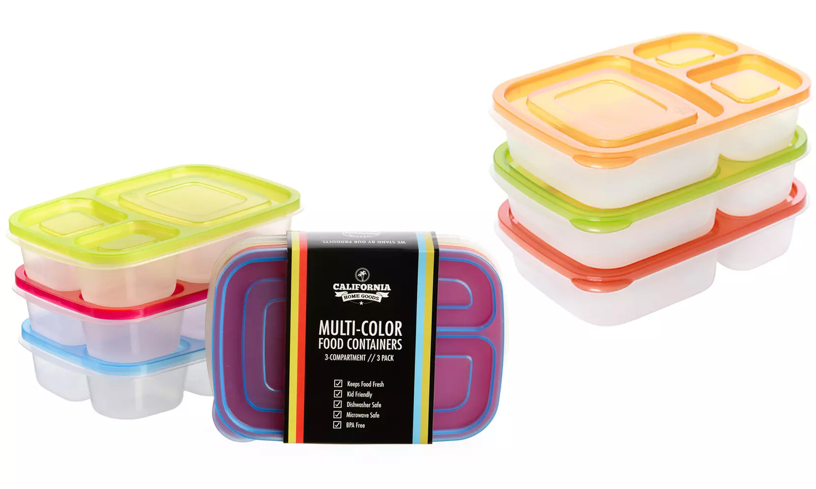 California Home Goods 3-Compartment Reusable Food Storage Container Set (3-Piece) - Primary Image