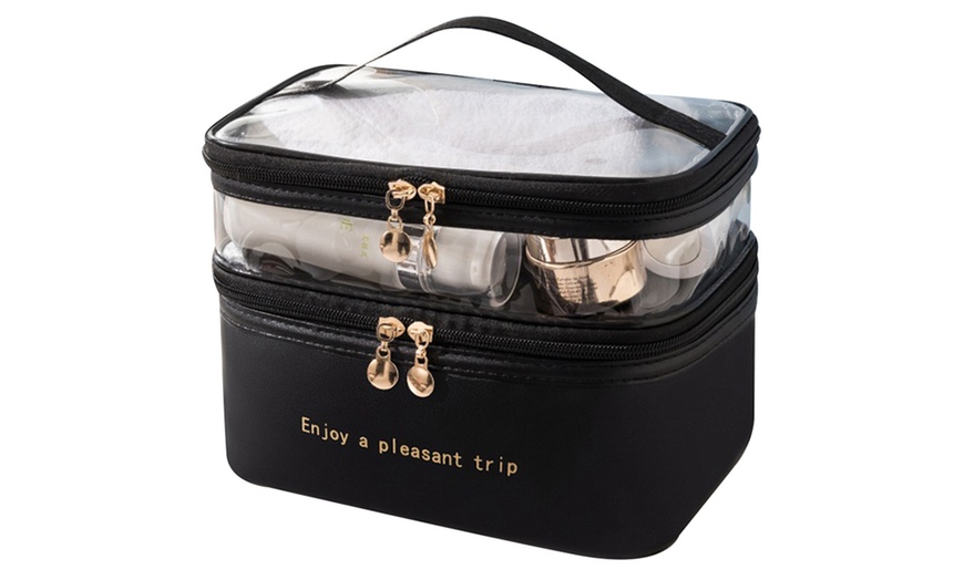 Image 11: Double Layer Makeup Organizer Bag