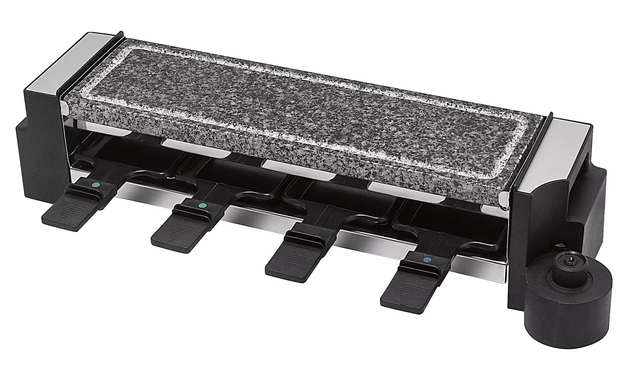 Grill à raclette avec plaque en fer pivotante