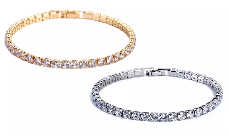 2 bracciali Tennis in zirconi e metallo