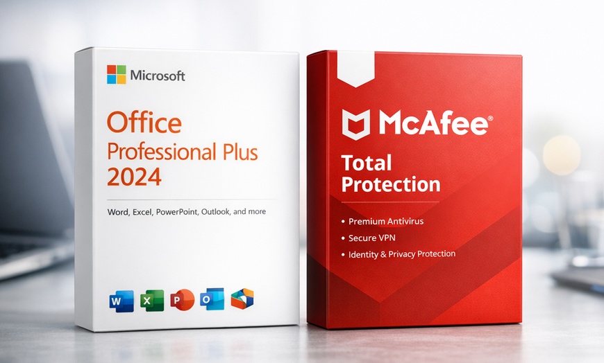 Image 2: Microsoft Office 2024 Lifetime and McAfee Total Protection Bundle 