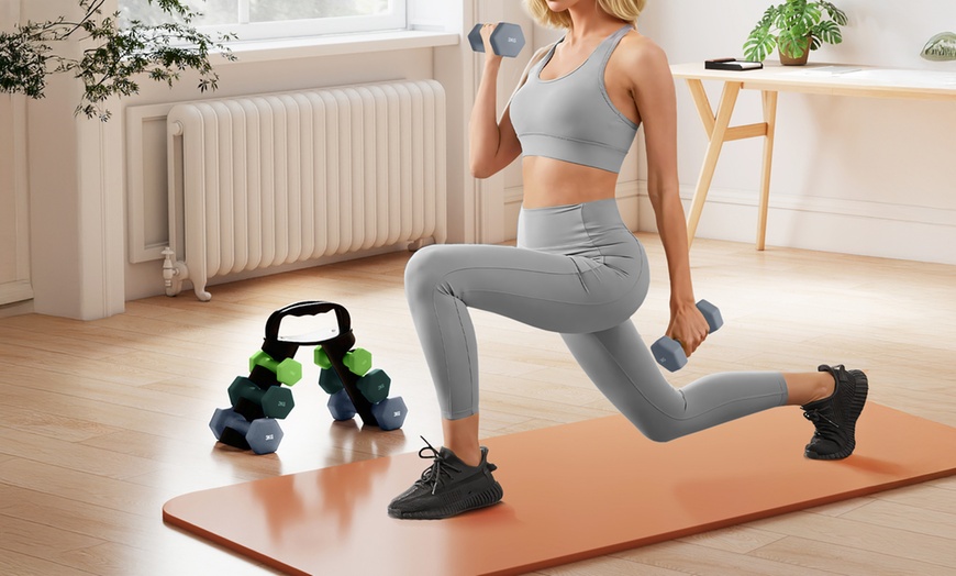 Image 8: SPORTNOW Dumbbells Set with Carry Storage Rack