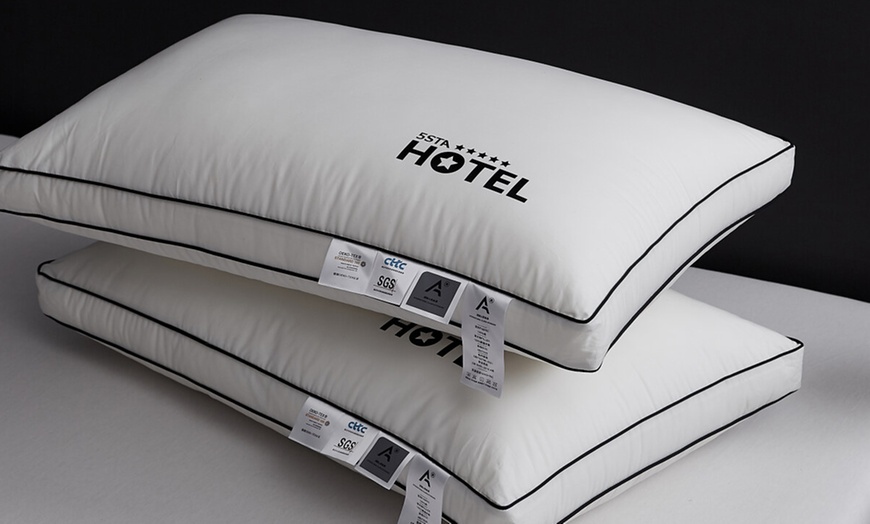 Image 35: 100% Cotton Five Star Hotel Pillow 2 Pack Set
