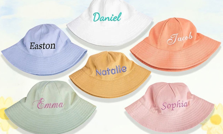 Image 12: Personalized Embroidered Hats or Baby Sun Hats at Justyling