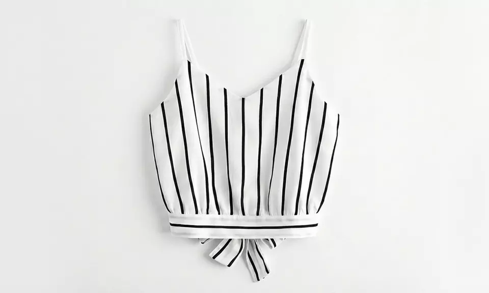 Women’s Back Tie V-Neck Cami Top in Floral or Stripe Designs