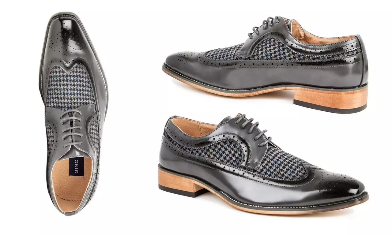 Gino Vitale Men's Wing Tip Brogue Two Tone Shoes