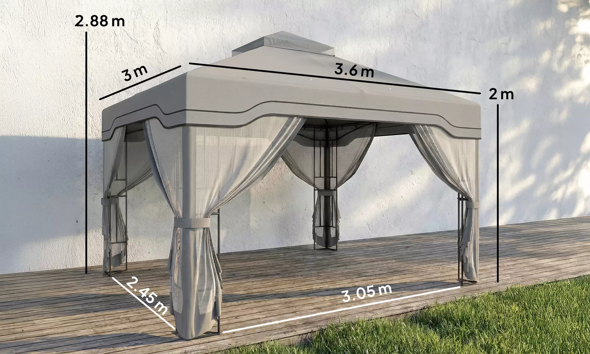 Outsunny Double-Tier Garden Gazebo with Mesh Panels